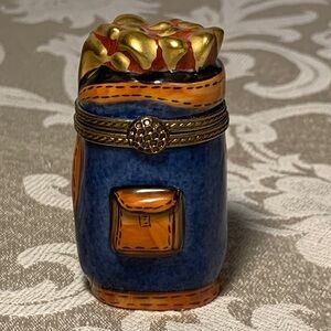 Limoges France Porcelain Golf Bag Colorful Trinket Box